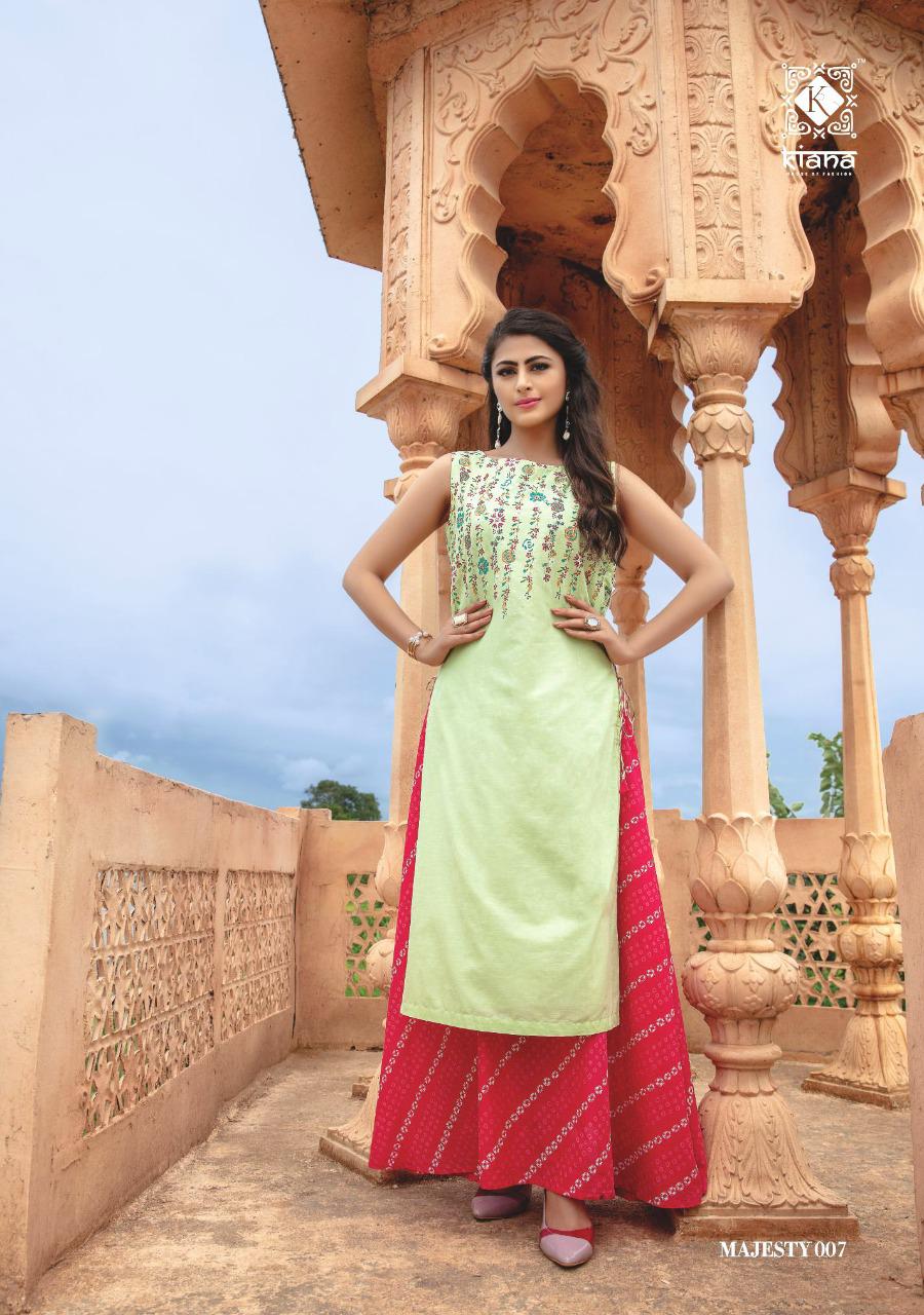 The Test of Premium Collection Kiana House of Fashion Majesty Reyon, Cotton flex, Cotton Jacquard With thread Work Designer Kurtis Collections